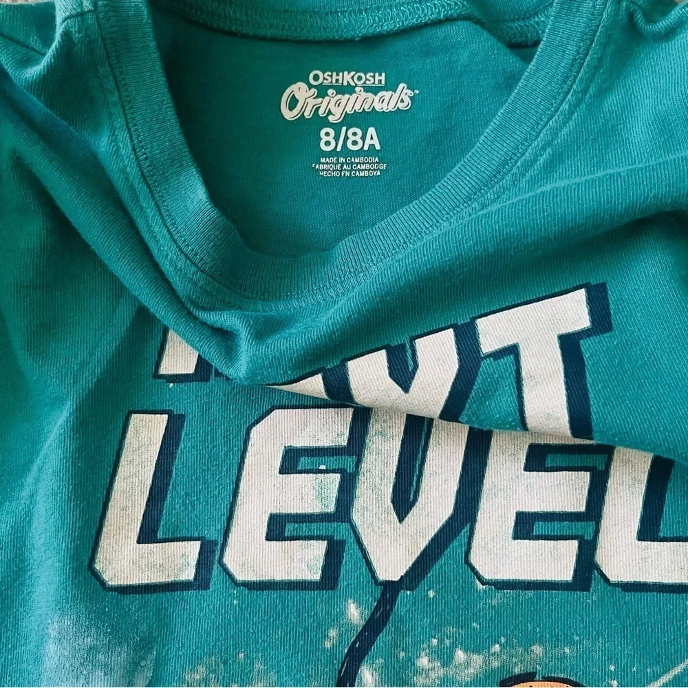 OshKosh Original casual play teal T-shirt Boys 8T graphic design 100% cotton